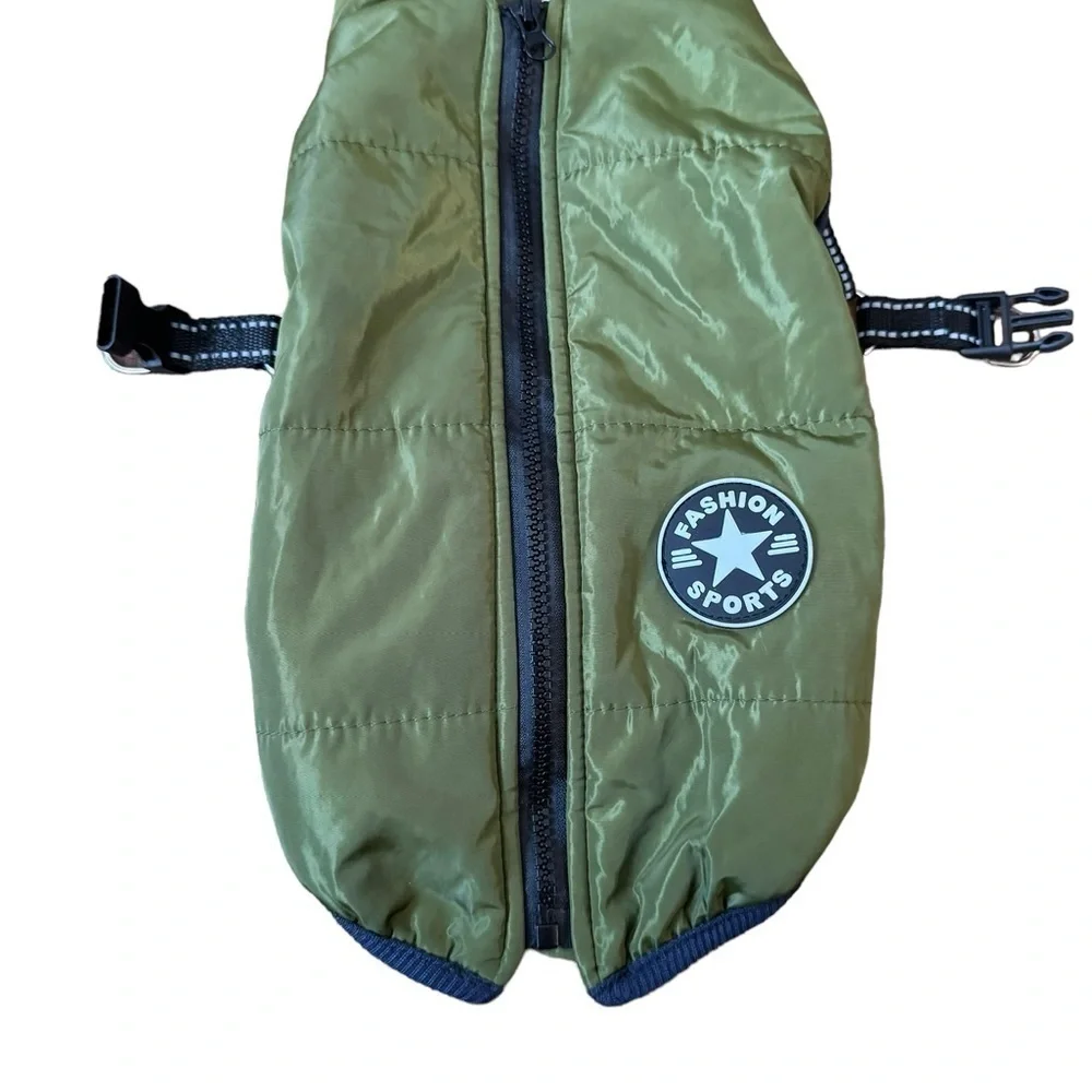 Dog Waterproof Vest Jacket Military Green Size Medium